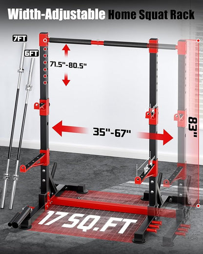YOLEO Smith Machine & Squat Rack Combo, Multi-Functional Power Racks with Adjustable Width & Pull-Up Bar, Cable Crossover Power Cage, Independent Dual-Pulley System for Home Gym Garage Basement