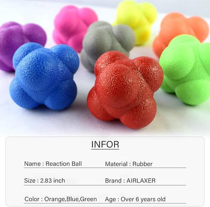 AIRLAXER Reaction Ball,Reflex Ball for Hand Eye Coordination Training,2.83 inch,Pack of 3-Orange,Blue,Green
