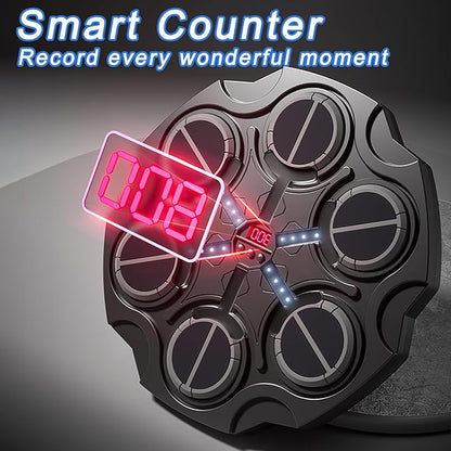 Music Boxing Machine with Smart Scoring, Wall-Mounted Target, Rhythm Lights, 3-Speed Adjustment, and Boxing Gloves – Fitness and Fun Toy for Adults, Boys, and Girls（Black）