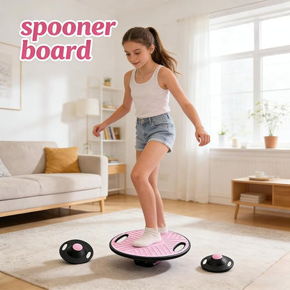 The Spooner Board | Gibbon Balance Board with Dual Side Holes for Easy Carrying | Wobble & Slack Board for Adults 14+ | Core & Stability Trainer