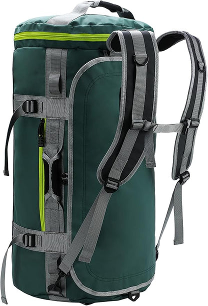 MIER Large Duffel Backpack Sports Gym Bag with Shoe Compartment, Heavy Duty and Water Resistant, Green, 90L