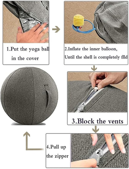 Yoga Ball Chair Cover - Pregnancy Birthing Ball Cover 55/65/75cm Stability Ball Chair for Ergonomic Seating Home, Office, Pilates, Yoga, Fitness