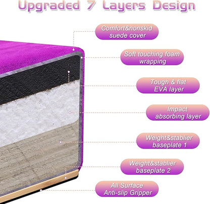 8FT Folding Balance Beam -Gymnastics Floor Beam -Gymnastics Equipment for Kids,Wood core- Anti-Slip Bottom and Carrying Bag for Home