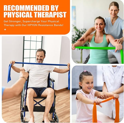 HPYGN 3 Levels Non-Latex Exercise Bands for Physical Therapy & Yoga, Professional Resistance Bands Set for Working Out, Strength Training, Pilates & Rehab, TPE Elastic Stretch Bands for Seniors, Women