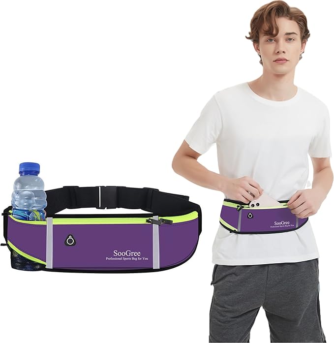 Fanny Packs, Running Belt Pack, Waist Pack Bag for Men and Women, Lightweight Runners Water Bottle Belt Bag, Phone Holder Money Belt for Traveling Hiking Cycling Walking