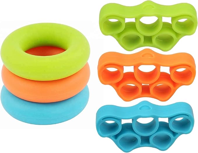 Serenily Hand Grip Strengthener Forearm Strengthener for Hand Workout Grip Strength Trainer Hand Gripper Strengthener Finger Stretcher Hand Strengthening Devices - 6 Pack Hand Exercisers for Strength