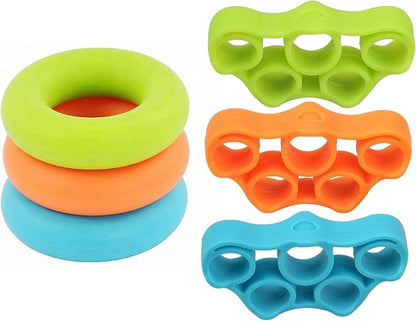 Serenily Hand Grip Strengthener Forearm Strengthener for Hand Workout Grip Strength Trainer Hand Gripper Strengthener Finger Stretcher Hand Strengthening Devices - 6 Pack Hand Exercisers for Strength