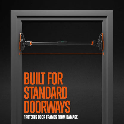 SQUATZ Adjustable Pull-Up Bar - Strength Training Exercise Equipment with Automatic Locking, Adjustable Width 29 to 45 inches, Upper Body Workout Bar for Men and Women Home Gym Exercise