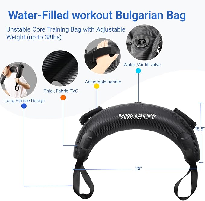 Heavy Aqua Bags-Water weight Bag 38-66Ibs - Ultimate Core Water Weights Aqua Ball-Adjustable Workout Sandbag Alternative for Full Body Exercise, Portable Stability Fitness & Balance Trainer Equipment