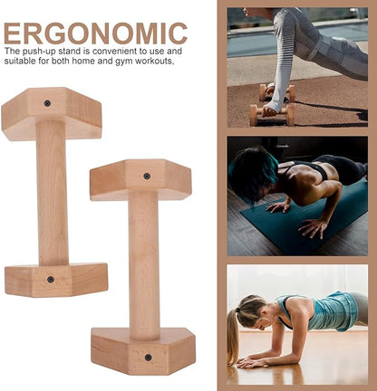 Push-Up Bars Wooden Pushup Handles Strength Training Pushup Stands 25Cm Beech Wood Pair for Indoor Outdoor Workout Fitness Equipment