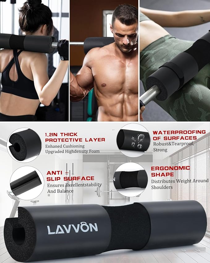 7Pcs-Barbell Pad Set for Hip Thrust - Squat Pad, Bench Press Workout Foam Weight Lifting Bar Cushion,Gym Accessories for Women with Bar Bad,with Gym Ankle Straps,Hip Resistance Bands,Lifting Strap