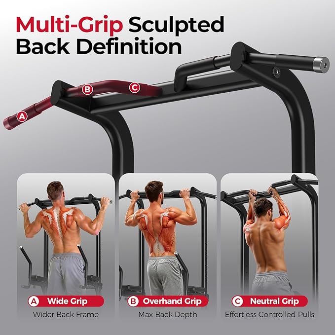 FLYBIRD Power Tower Pull Up Bar Station, Heavy Duty Dip Station with Adjustable Height, Multi-Function Pull Up Station for Home Gym Strength & Ab Workout, 800 LBS Capacity | FED Fitness