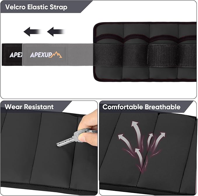 APEXUP 10lbs/Pair Adjustable Ankle Weights for Women and Men, Modularized Leg Weight Straps for Yoga, Walking, Running, Aerobics, Gym, Physical Therapy