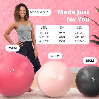Greater Goods Yoga Ball Anti-Burst Exercise Ball for Pilates, Stability, Pregnancy & Workouts, Includes Pump, in Multiple Sizes and Colors