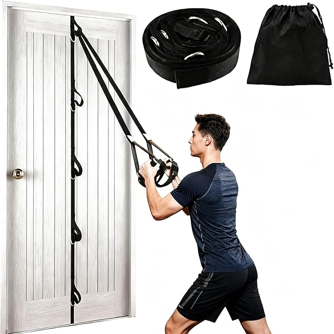 Door Anchor Strap for Resistance Bands Multi Points Anchor With 5 Loops Rings 5.1-meter Door Buckle Strap PE bag Portable Door Resistance Bands for Home Gym Workouts