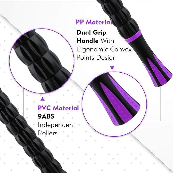 Soulchen 10 PCS Muscle Roller Stick Set - Body Massage Stick Reduce Muscle Soreness Tightness Leg Cramps for Athletes Physical Therapy and Recovery, Purple