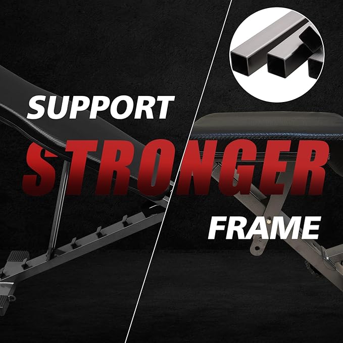 Strength Training Bench, Adjustable Weight Bench for Home Gym Dumbbell Exercise - Folding Sit up Bench for Full Body Workout