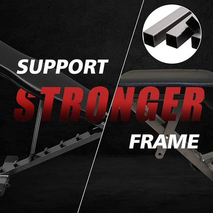 Strength Training Bench, Adjustable Weight Bench for Home Gym Dumbbell Exercise - Folding Sit up Bench for Full Body Workout