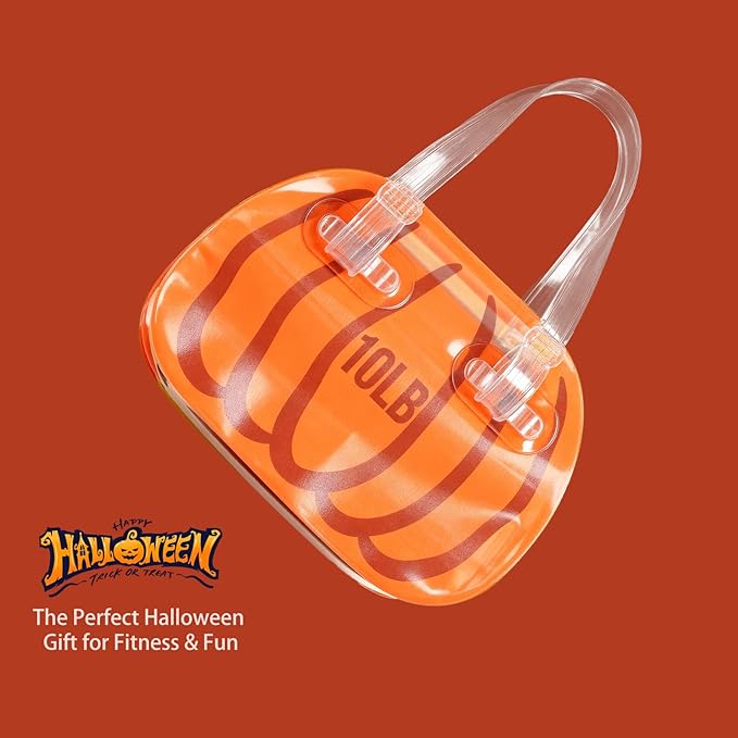 Halloween Pumpkin Themed Water Kettlebell 10lbs - Soft Kettlebell - Water Weights Aqua Bag for Strength Functional FitnessTraining - Adjustable Alternative Sand Bag