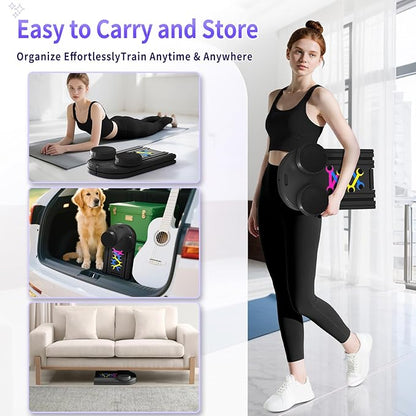 Pilates Board, Foldable Pilates Reformer Set for Home Workout with Timer, 6-in-1 Multifunctional Portable Reformer Pilates Machine at Home Pilates Equipment for Fitness, Exercise, Abs, Core Training