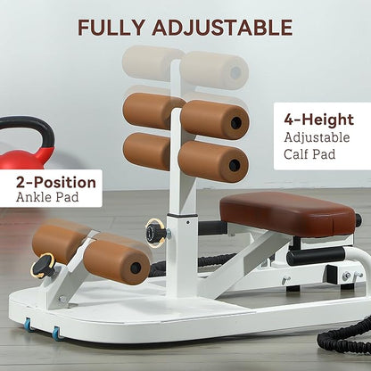 Soozier Foldable Sissy Squat Machine, Hip Thrust Machine with Push Up Stand and Wheels, Multipurpose Glute Workout Equipment for Home Gym