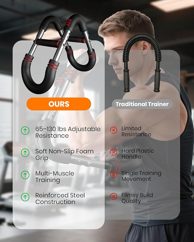 Upgraded Twister Arm Trainer, Adjustable Chest Workout Equipment, Portable Arm Exerciser for Upper Body Strength Training, Detachable Power Twister Bar for Home Gym Fitness