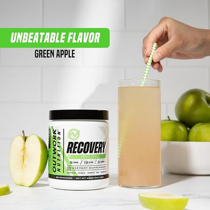 Outwork Nutrition Post Workout Recovery Powder - Creatine Monohydrate, KSM-66 Ashwagandha & Tart Cherry - Speeds Recovery, Eases Soreness - Creatine Powder for Men & Women, Green Apple, 240 Gr