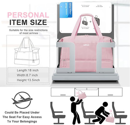 ETRONIK Gym Bag for Women, Personal Item Travel Bag with Shoes Compartment, Weekender Overnight Duffel Bag with Wet Pocket & USB Charging Port, Carry On Bag for Women, Travel, Gym, Weekend