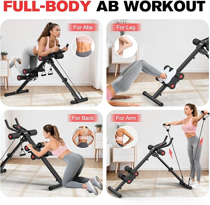 DERACY Ab Workout Machine Adjustable Ab Trainer Abdominal Trainer for Home Gym Foldable Ab Crunch Machine for Core 440 LBS