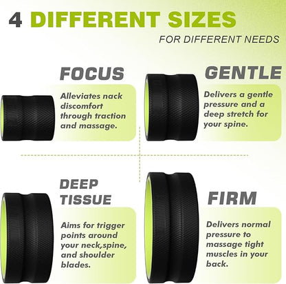 Back Roller Wheel - 5 Pack Yoga Foam Roller for Physical Therapy & Back Stretcher, Deep Tissue Massage for Pain Relief & Stretching | Green.