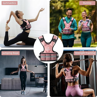 Adjustable Weighted Vest for Men and Women 4-10lb/11-20lb/20-32lb Vest with 6 Ironsand Weights, Adjustable Body Weight Vest Exercise Set for Strength Training,Cardio,Running, Walking