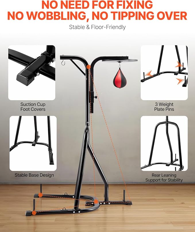 VEVOR 2 in 1 Punching Bag Stand, Steel Heavy Duty Workout Equipment,Freestanding Sandbag Rack,for Home Gym Fitness