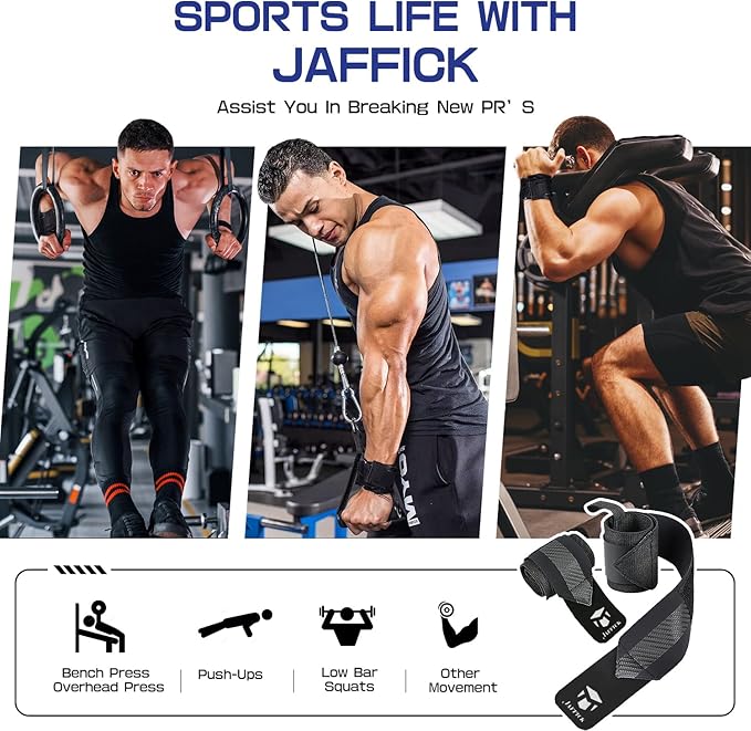 Jaffick Double-Layer Reinforced Wrist Wraps for Weightlifting - Men & Women, Thumb Loop Design for Powerlifting, Crossfit, Bodybuilding, Deadlifting - Fits Both Hands