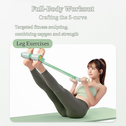 8 Tube Pedal Resistance Device, Enhance Synthetic Rubber Pedal Resistance Band with Handle for Arm/Abdomen/Waist/Leg Stretching & Shaping Exercises (Grayish Green)