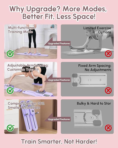 Pilates Board - Multi-Functional Pilates Reformer for Core & Abdominal Training, Top-Tier Pilates Equipment for Women’s Home Fitness