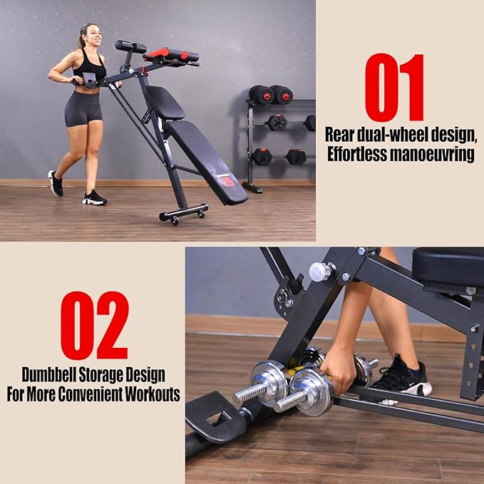 K KiNGKANG Adjustable Weight Bench,Multi-Functional Roman Chair for Full All-in-One Body Workout Hyper Back Extension and Sit up