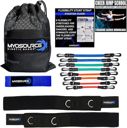 Cheer Kinetic Bands – Leg Resistance Bands for Cheerleaders | Improve Flexibility, Jumps, Stunts & Tumbling | 4-Level Resistance System with 12 Stunt Strap Colors + Digital Training Downloads