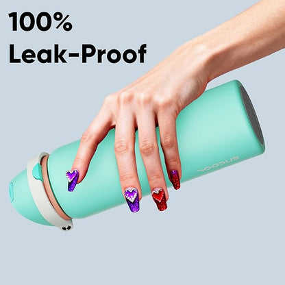 Insulated Water Bottle with Straw - Encool Stainless Steel Water Bottle with Push Button Lid, Leak-Proof & BPA-Free, Keeps Cold for 24 Hours for Sports, Travel, Gym (32 oz, Turquoise)