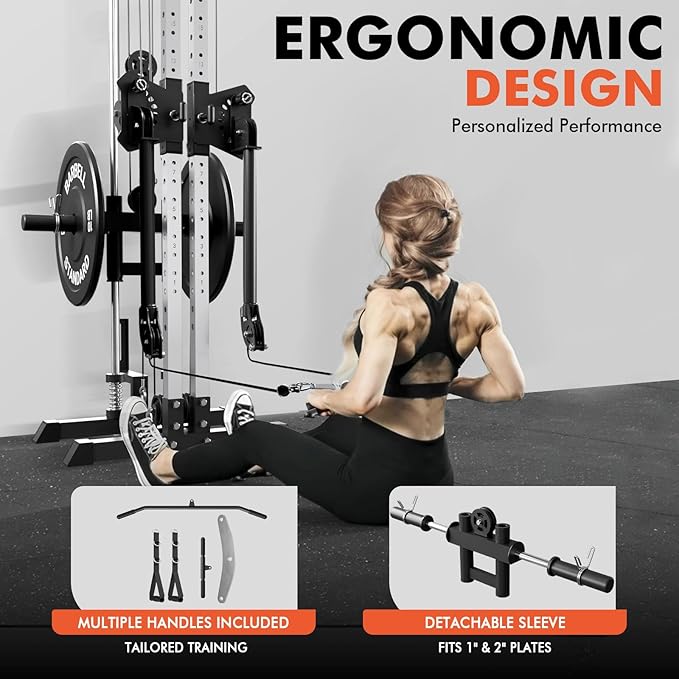 GMWD Cable Machine Home Gym, Wall Mount Functional Trainer with Dual Swivel Arms and 22 Adjustable Positions, All-in-One Cable Crossover Machine for Home