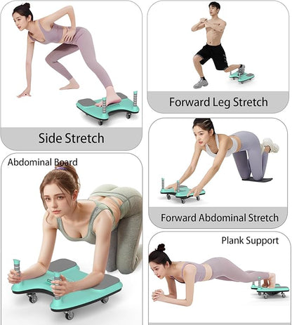 Balance Board for Core Workout, Portable Pure Plank Support with 4 Caster Wheels, Quick Assembly, Convertible into Abdominal Board, Home Fitness Equipment for Full Body Workout