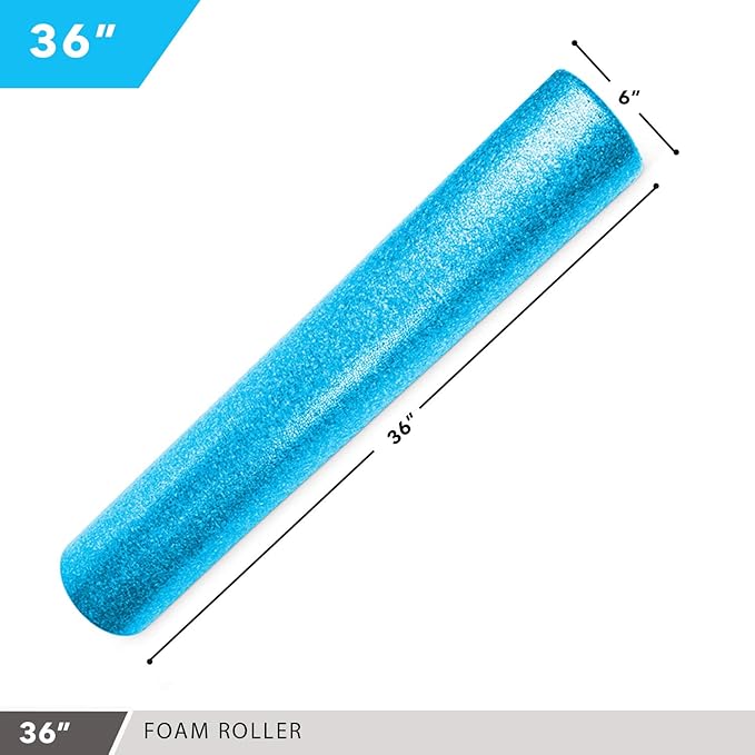 Day 1 Fitness High Density Muscle Foam Rollers - Sports Massage Rollers for Stretching, Physical Therapy, Deep Tissue, Myofascial Release - Ideal for Exercise and Pain Relief – Solid Blue, 36”