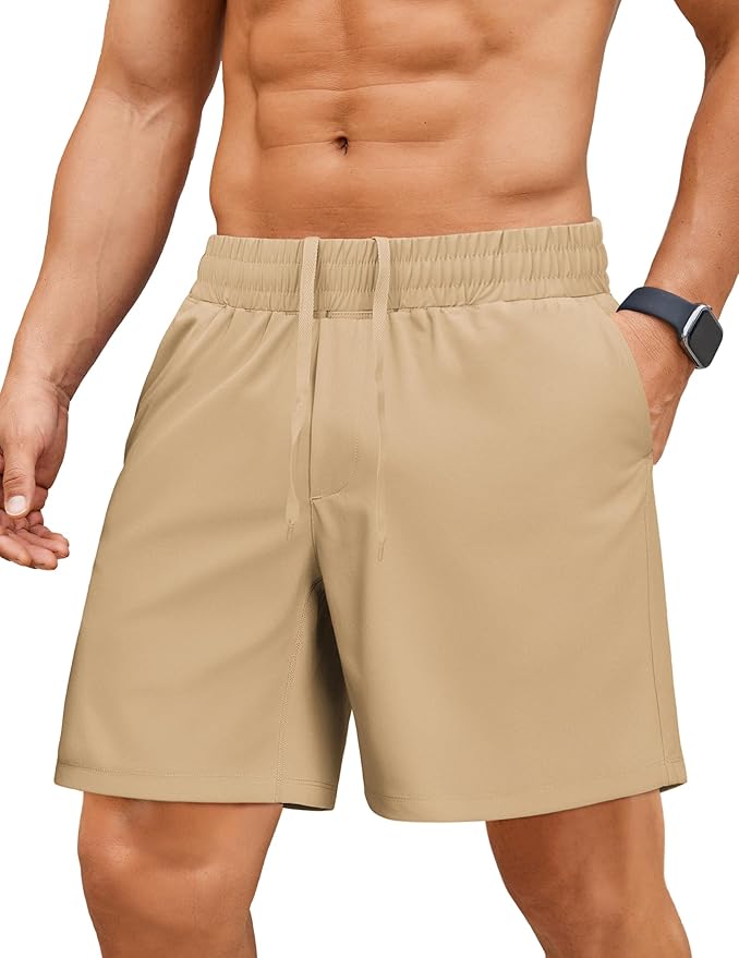 PINSPARK Men's Gym Workout Shorts - 7" Quick Dry Running Athletic Shorts with Towel Loop and Zipper Pockets