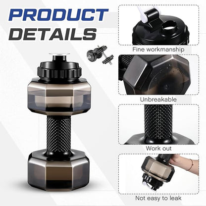 2 Pcs Christmas Dumbbell Water Bottle Gifts, 2.2 L / 75 oz Gym Workout Water Bottles Big Capacity Sports Gym Gift for Running Outdoors Cycling Camping Sports Lovers Men Women