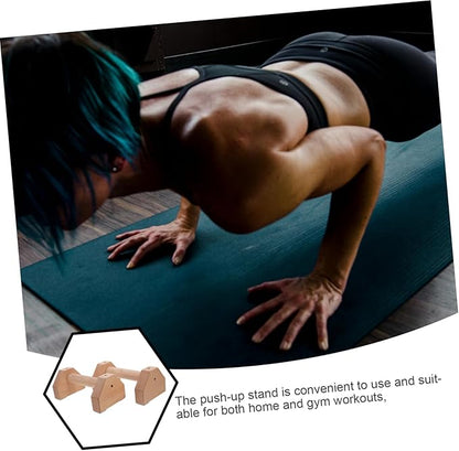 2pcs Ergonomic Pushup Handles Strength Training Stands Wooden Pushup Bar Abdominal Trainer