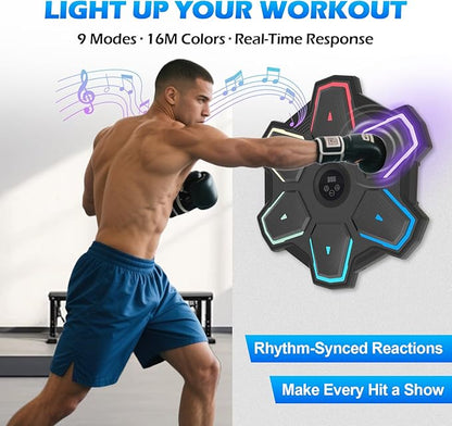 Smart Music Boxing Machine for Adults and Kids, Wall-Mounted Interactive Trainer with LED Display, 9 Modes & 9 Speeds, Perfect for Home Fitness and Stress Relief