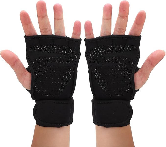 Workout Gloves for Men Gym Weight Lifting Gloves with Wrist Wrap Support Full Palm Protection Gym Gloves Exercise Fitness Training Gloves