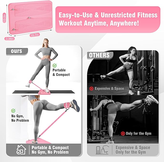 Glute Workout Equipment, Leg & Hip Exercise Equipment for Women, Resistance Bands with Ankle Straps & Exercise Board for Home Gym Fitness, Kickbacks, Hip Thrusts, Lower Body Training