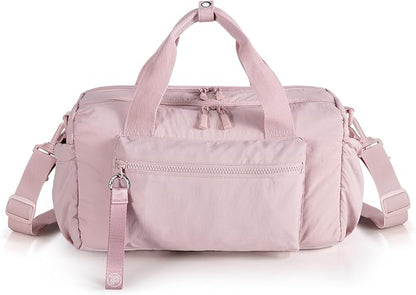 Small Gym Bag for Women, Mini Duffle Bag with Wet Compartment, 12L Travel Carry on Weekender Bag for Sports, Workout and Fitness, Pink