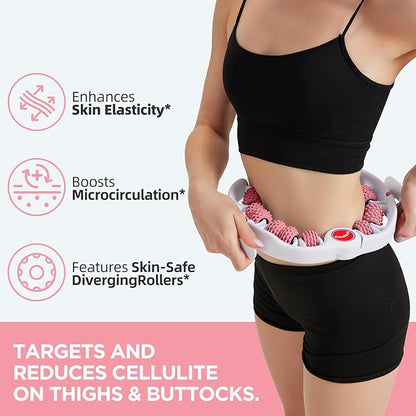 Cellulite Massage Tool - Lymphatic Drainage Massager - Muscle Roller, Deep Fascia Massage, Dimpled Skin Removal, Legs/Thighs/Buttocks, Anti-Cellulite Roller, Smooth Skin, Pain Relief (Pink)
