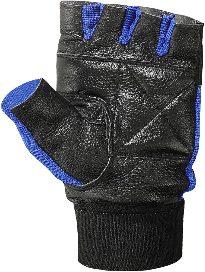 MRX Weight Lifting Leather Gloves Gym Fitness Training Glove with Long Wrist Strap